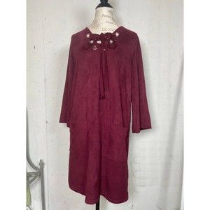 Anthropologie Moon River Women's 3/4 Sleeve Faux Suede Mini Tunic Dress Size M
